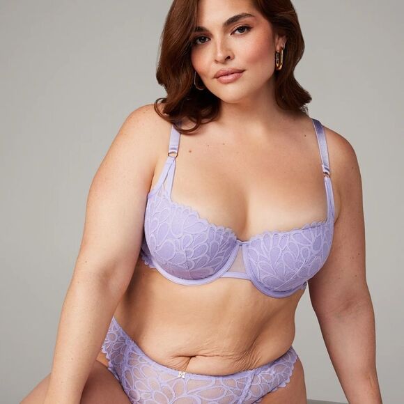 Savage Fenty X Bra Lightly Lined Lace Balconette Lavender 38DDD‎ NWT in pkg - Picture 3 of 8